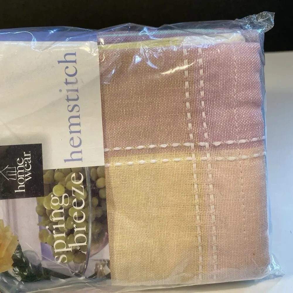 Home Wear Spring Breeze Hemstitch Napkins Pastel Plaid 100% Cotton